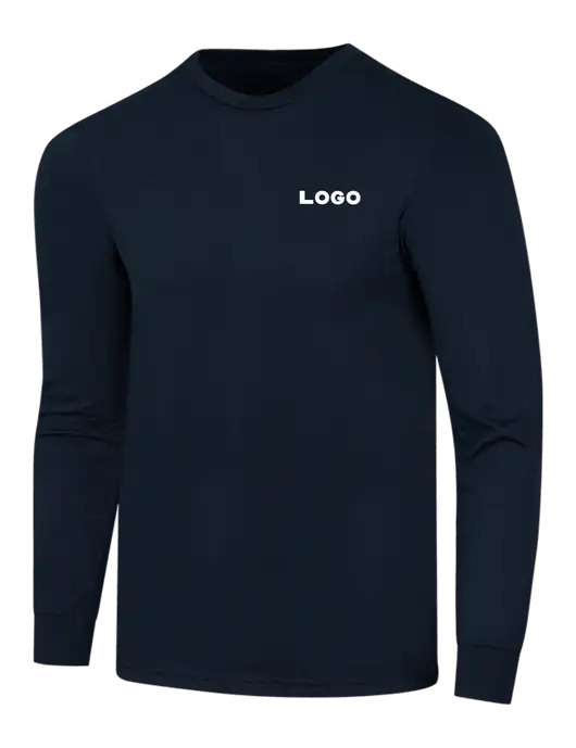 Simply Soft Long Sleeve Navy 4.5 oz, Poly/Combed Ring Spun Cotton T-Shirt w/Logo