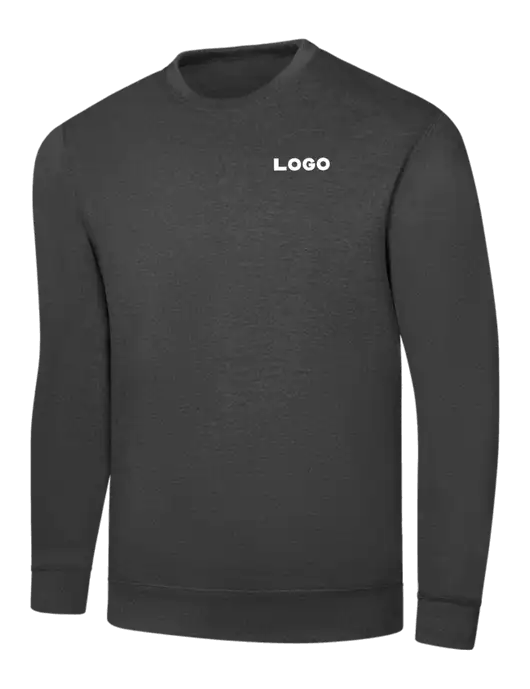 Dark Heather Grey 7.8 oz Ring Spun Crew Sweatshirt w/Logo