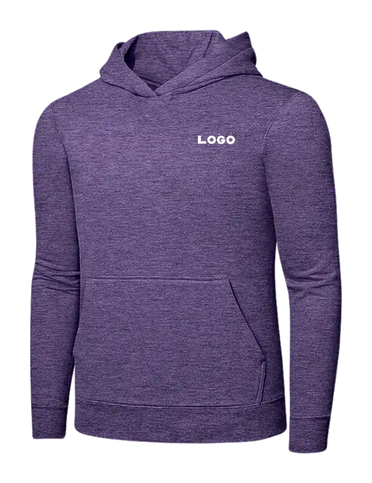 Heather Purple 7.8. oz Ring Spun Hooded Sweatshirt w/Logo