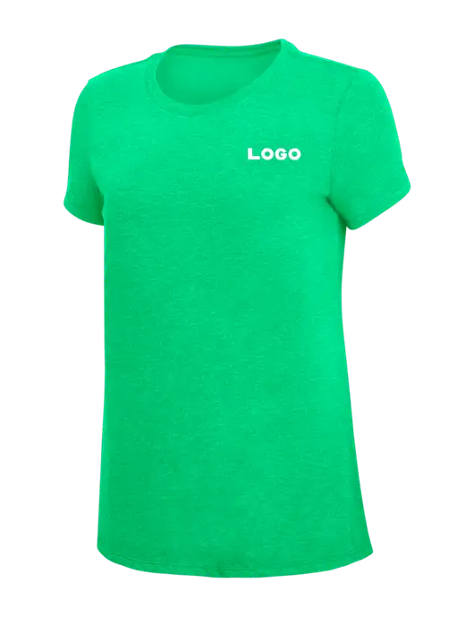 Womens Simply Soft Green Frost 4.5oz Poly/Combed Ring Spun Cotton T-Shirt w/Logo