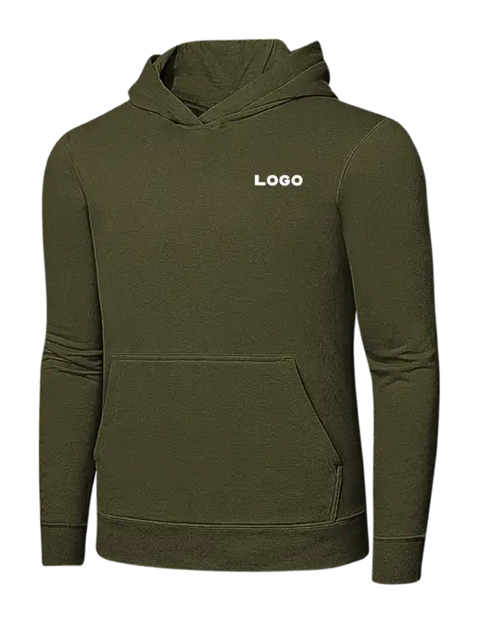 Dark Olive Green 7.8. oz Ring Spun Hooded Sweatshirt w/Logo