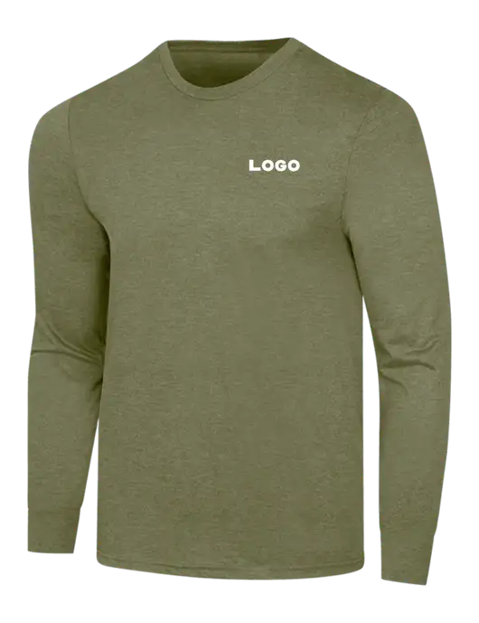 Simply Soft Long Sleeve Military Green Frost 4.5 oz, Poly/Combed Ring Spun Cotton T-Shirt w/Logo