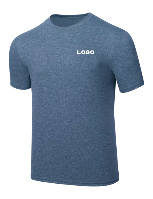 Simply Soft Light Slate Blue Heathered 4.5oz  Poly/Combed Ring Spun Cotton T-Shirt w/Logo