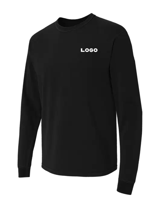 Comfort Colors Garment-Dyed Black Heavyweight Long Sleeve T-Shirt w/Logo
