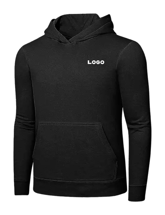 Jet Black 7.8 oz Ring Spun Hooded Sweatshirt w/Logo