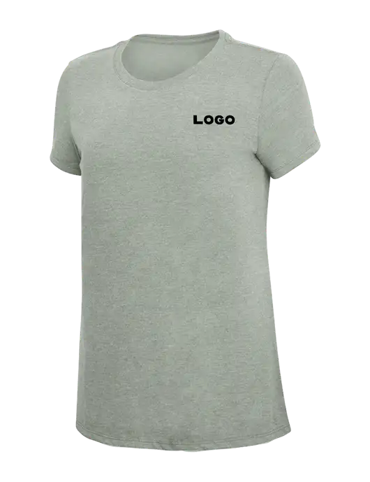 Womens Simply Soft Heathered Light Grey 4.5oz Poly/Combed Ring Spun Cotton T-Shirt w/Logo