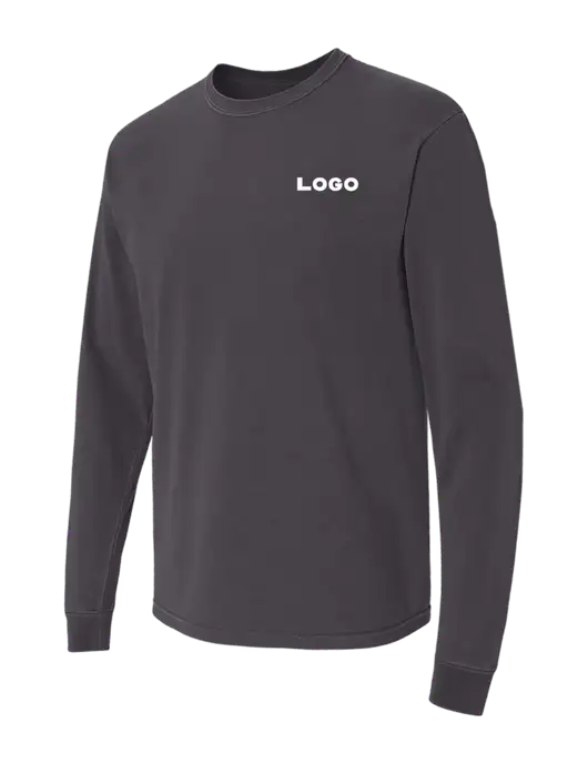 Comfort Colors Garment-Dyed Dark Grey Heavyweight Long Sleeve T-Shirt w/Logo