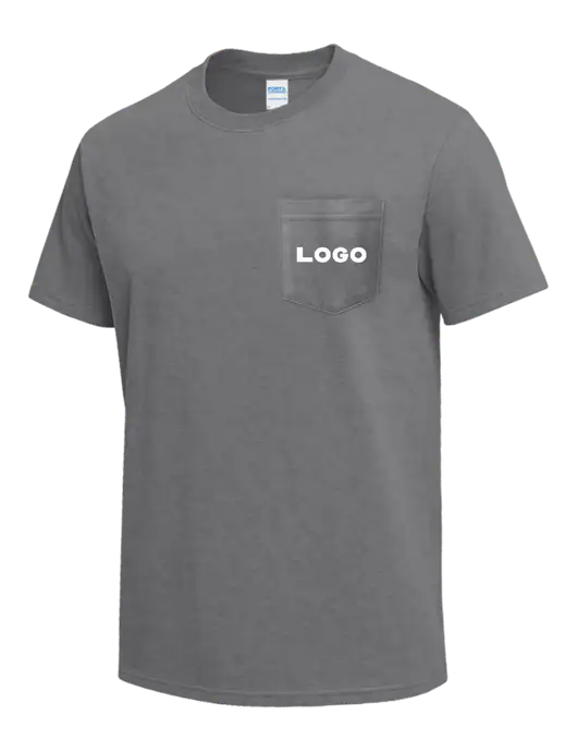 Medium Grey Heather Heavyweight 6.1 oz Pocket T-Shirt w/Logo