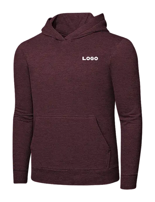 Heather Maroon 7.8 oz Ring Spun Hooded Sweatshirt w/Logo
