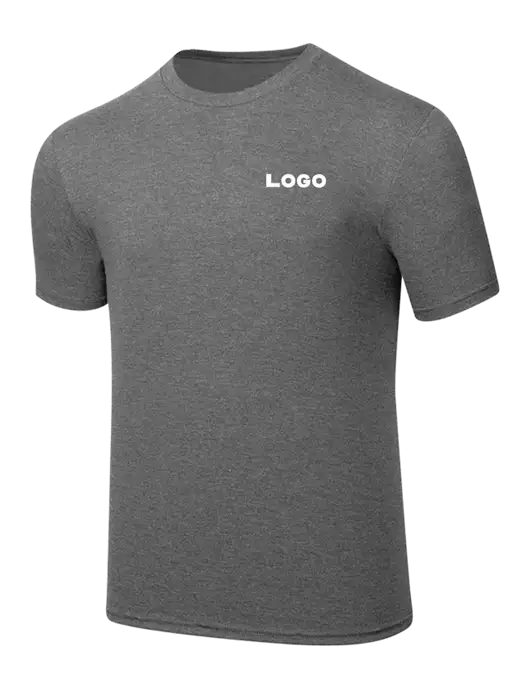 Simply Soft Heathered Medium Grey 4.5oz  Poly/Combed Ring Spun Cotton T-Shirt w/Logo
