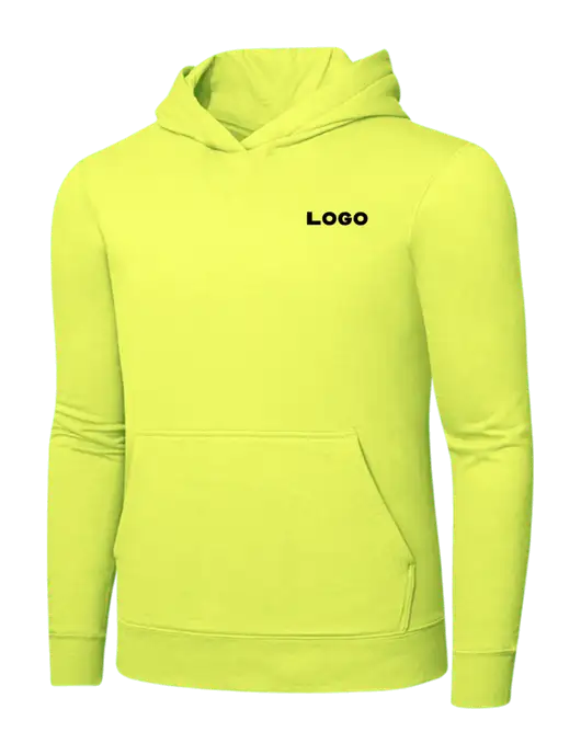Safety Yellow 7.8. oz Ring Spun Hooded Sweatshirt w/Logo