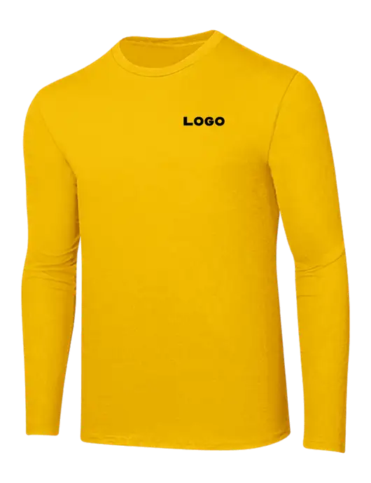 Ring Spun Yellow Gold 4.5 oz Long Sleeve T-Shirt
 w/Logo