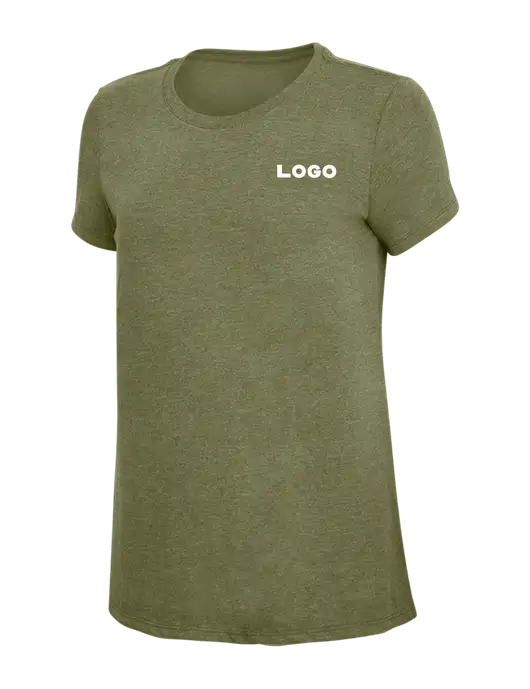 Womens Simply Soft Military Green Frost 4.5oz Poly/Combed Ring Spun Cotton T-Shirt
 w/Logo