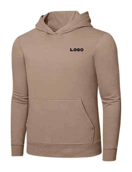 Sand 7.8. oz Ring Spun Hooded Sweatshirt w/Logo