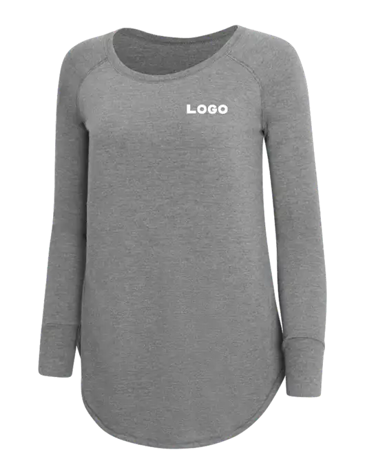 Womens Perfect Wide Collar Tunic Tri-Blend Grey Frost 4.5 oz T-Shirt w/Logo