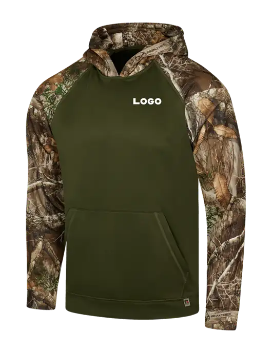 Russell Outdoors Dark Olive/Realtree Edge Camo Colorbock Performance Hoodie w/Logo