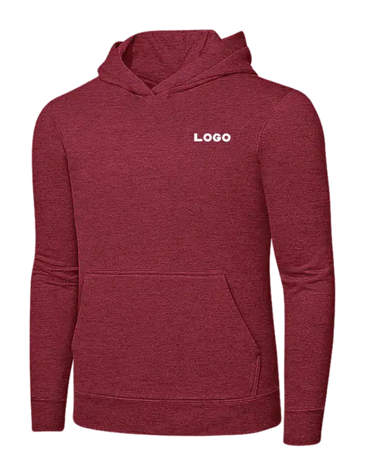Heather Red 7.8 oz Ring Spun Hooded Sweatshirt w/Logo