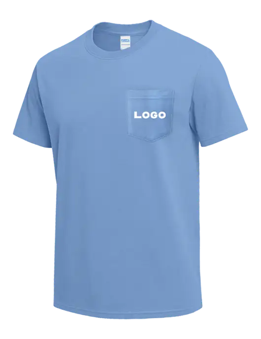 Light Blue Heavyweight 6.1 oz Pocket T-Shirt w/Logo