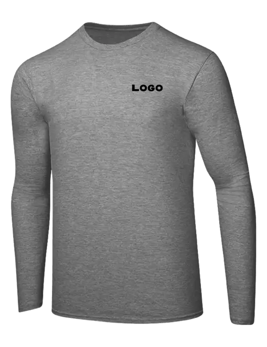 Ring Spun Light Heather Grey 4.5 oz Long Sleeve T-Shirt w/Logo