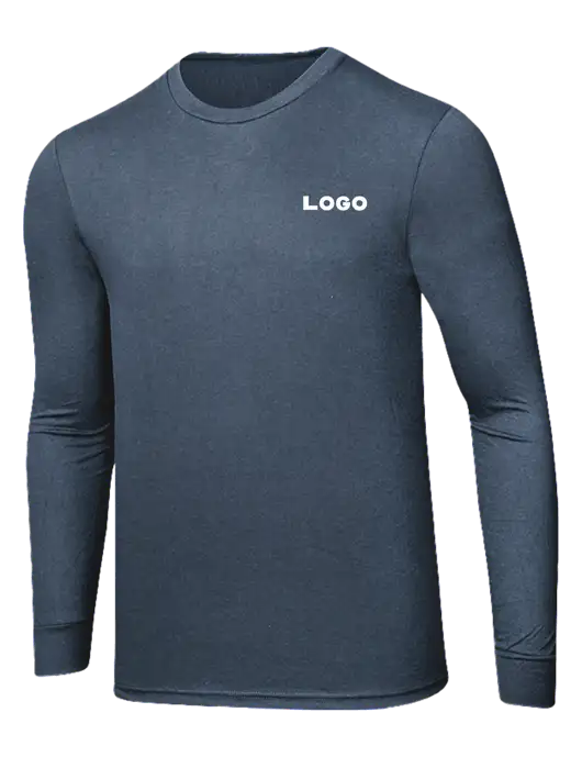 Simply Soft Long Sleeve Navy Frost 4.5 oz, Poly/Combed Ring Spun Cotton T-Shirt w/Logo