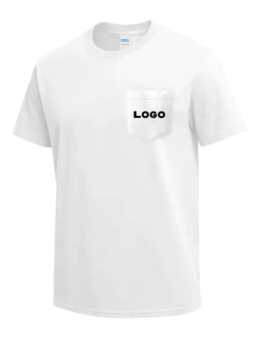 White Heavyweight 6.1 oz Pocket T-Shirt w/Logo