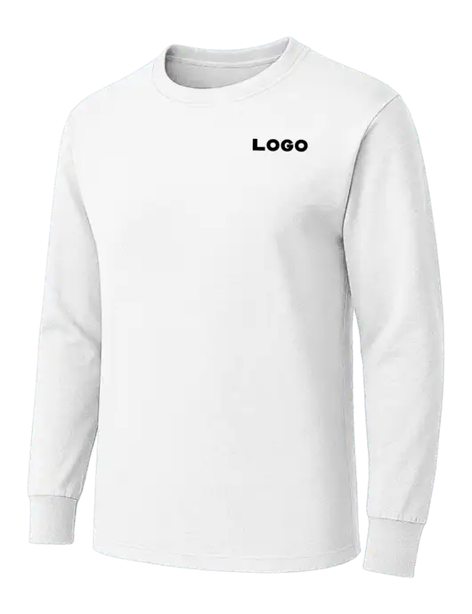 White Heavyweight Long Sleeve 6.1 oz T-Shirt w/Logo