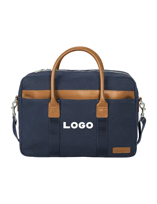 Brooks Brothers Wells Dark Navy Briefcase w/Logo