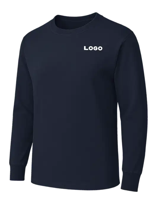 Dark Navy Heavyweight Long Sleeve 6.1 oz T-Shirt w/Logo