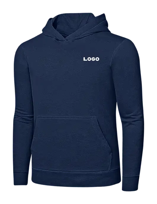 Navy 7.8 oz Ring Spun Hooded Sweatshirt w/Logo