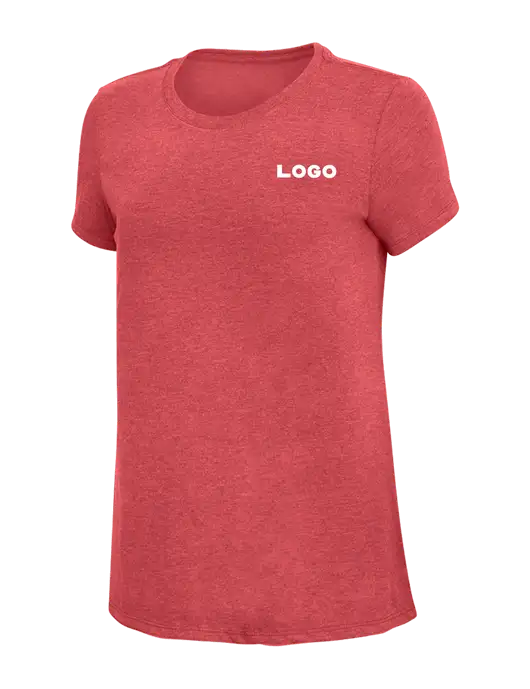 Womens Simply Soft Red Frost 4.5oz Poly/Combed Ring Spun Cotton T-Shirt w/Logo