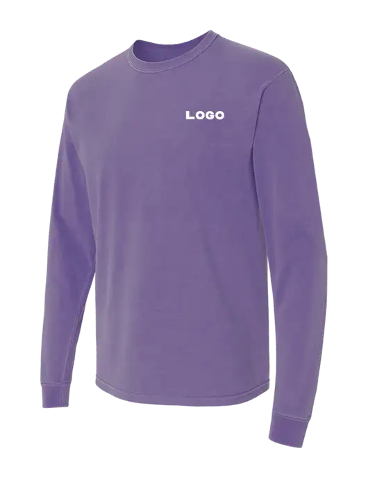 Comfort Colors Garment-Dyed Purple Heavyweight Long Sleeve T-Shirt w/Logo