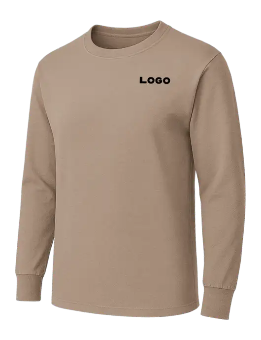 Dark Tan Heavyweight Long Sleeve 6.1 oz T-Shirt w/Logo