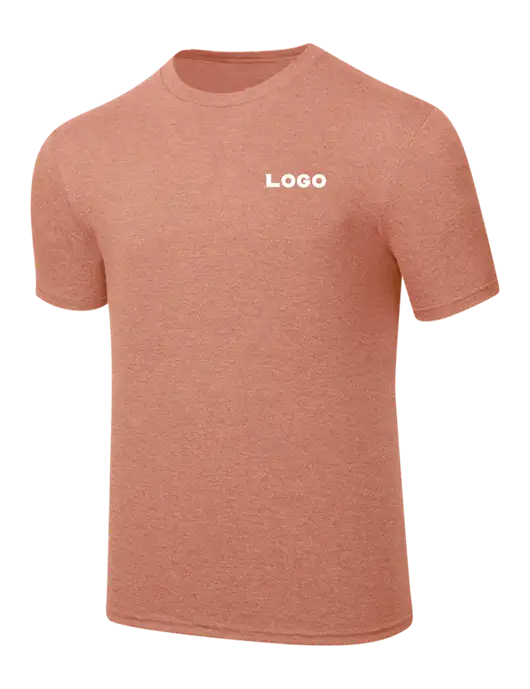Simply Soft Heathered Light Peach 4.5oz  Poly/Combed Ring Spun Cotton T-Shirt w/Logo