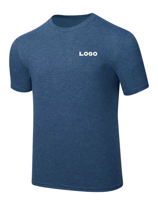 Simply Soft Heathered Navy 4.5oz  Poly/Combed Ring Spun Cotton T-Shirt w/Logo