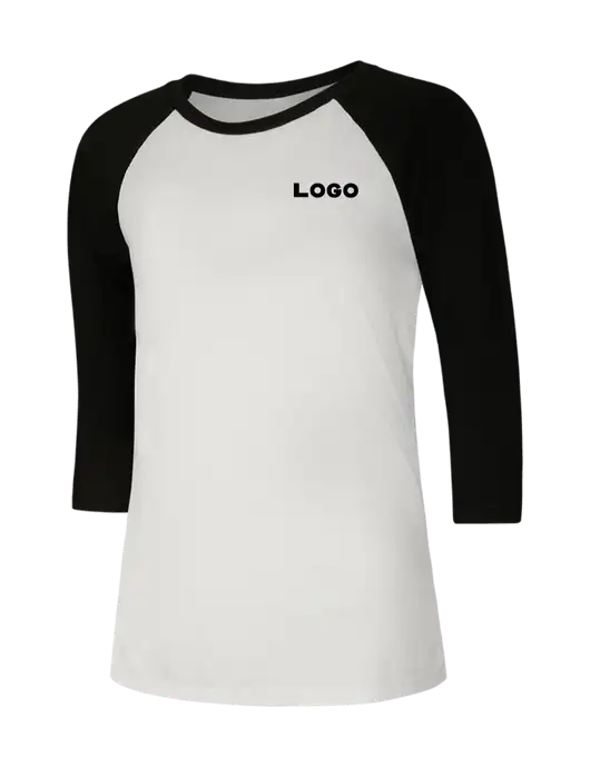 Womens Simply Soft 3/4 Sleeve Black/White Ring Spun Cotton T-Shirt w/Logo