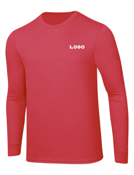 Simply Soft Long Sleeve Red Frost 4.5 oz, Poly/Combed Ring Spun Cotton T-Shirt w/Logo