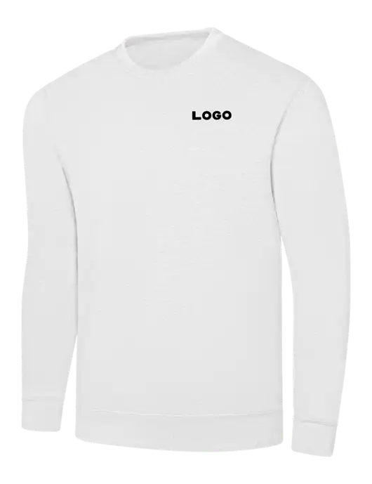 White 7.8 oz Ring Spun Crew Sweatshirt w/Logo