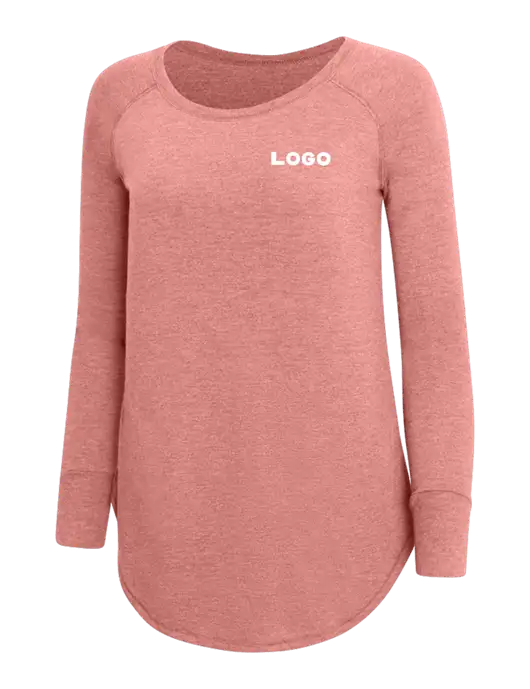 Womens Perfect Wide Collar Tunic Tri-Blend Blush Frost 4.5 oz T-Shirt w/Logo