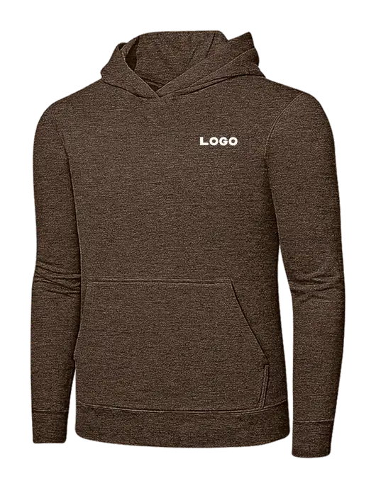Heather Dark Chocolate Brown 7.8 oz Ring Spun Hooded Sweatshirt w/Logo