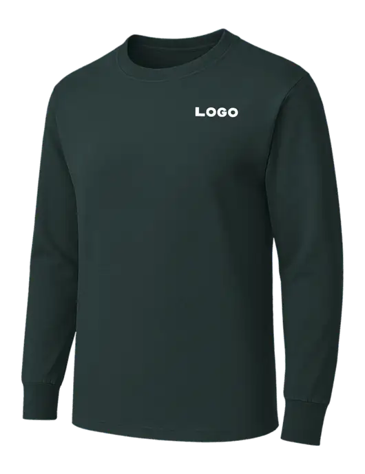 Dark Green Heavyweight Long Sleeve 6.1 oz T-Shirt w/Logo