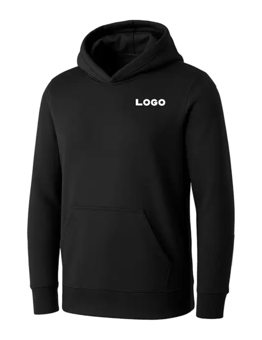 Womens Black Core Fleece Pullover Hooded Sweatshirt w/Logo