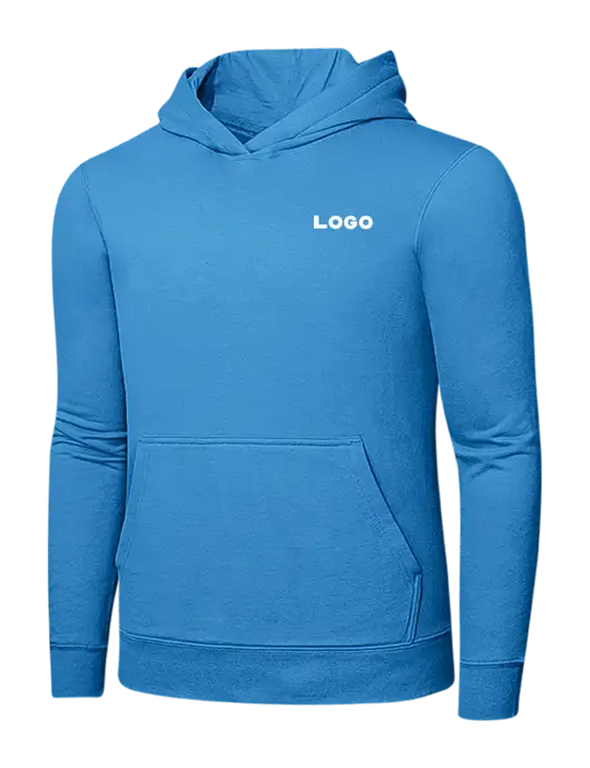 Light Aqua Blue 7.8 oz Ring Spun Hooded Sweatshirt w/Logo