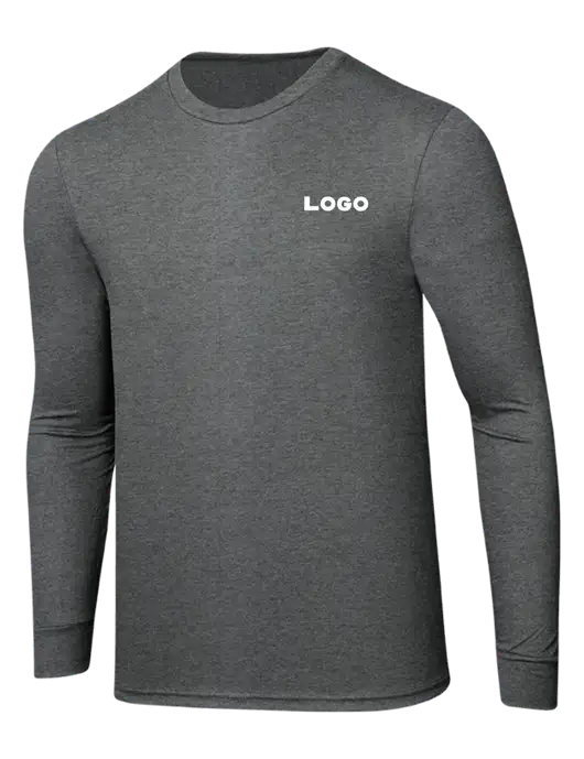 Simply Soft Long Sleeve Medium Grey Frost 4.5 oz, Poly/Combed Ring Spun Cotton T-Shirt w/Logo