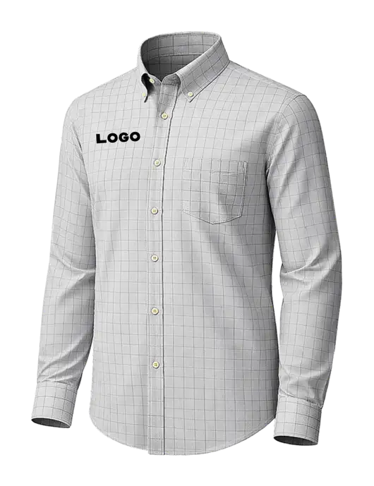 Brooks Brothers Wrinkle-Free Stretch Light Grey Patterned Shirt w/Logo