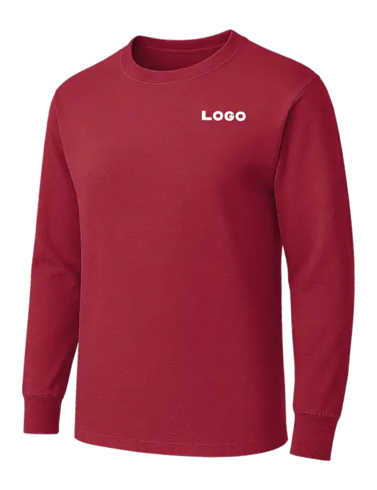 Red Heavyweight Long Sleeve 6.1 oz T-Shirt w/Logo