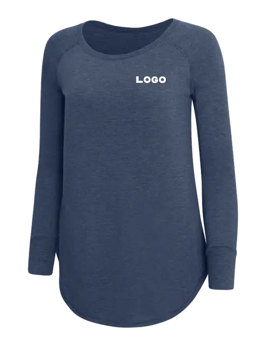 Womens Perfect Wide Collar Tunic Tri-Blend Navy Frost 4.5 oz T-Shirt w/Logo