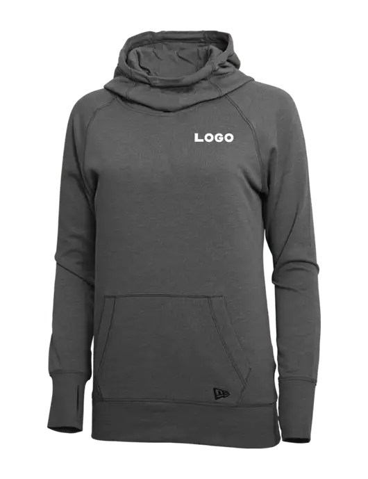 New Era Black Heather Womens Tri-Blend Fleece Pullover Hoodie w/Logo