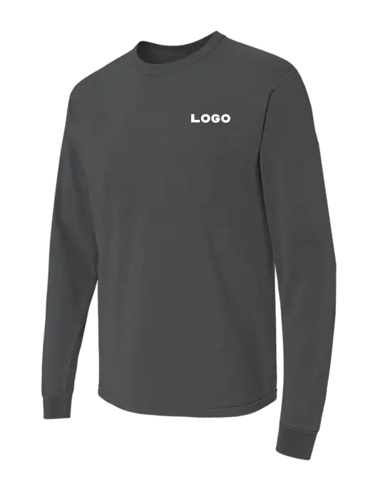 Comfort Colors Garment-Dyed Dark Grey Heather Heavyweight Long Sleeve T-Shirt w/Logo
