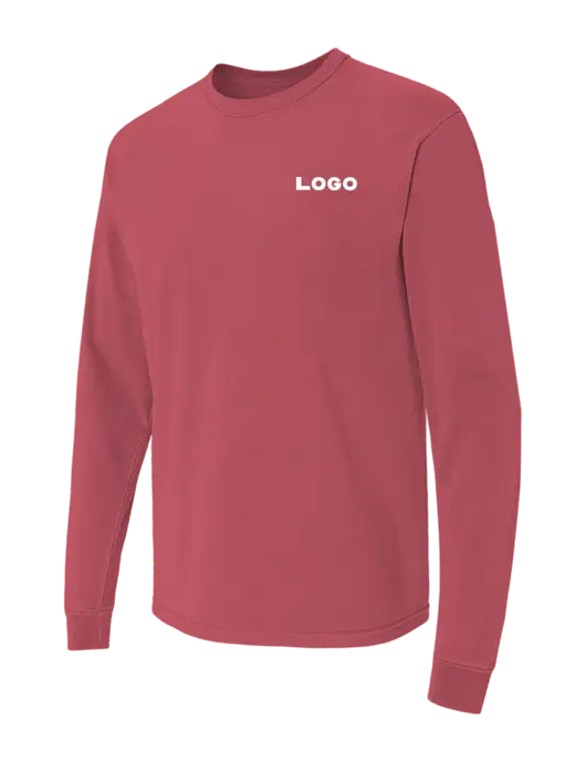 Comfort Colors Garment-Dyed Light Maroon Heavyweight Long Sleeve T-Shirt w/Logo