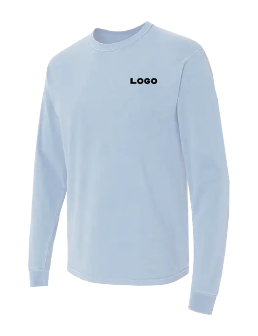 Comfort Colors Garment-Dyed Light Blue Heavyweight Long Sleeve T-Shirt w/Logo